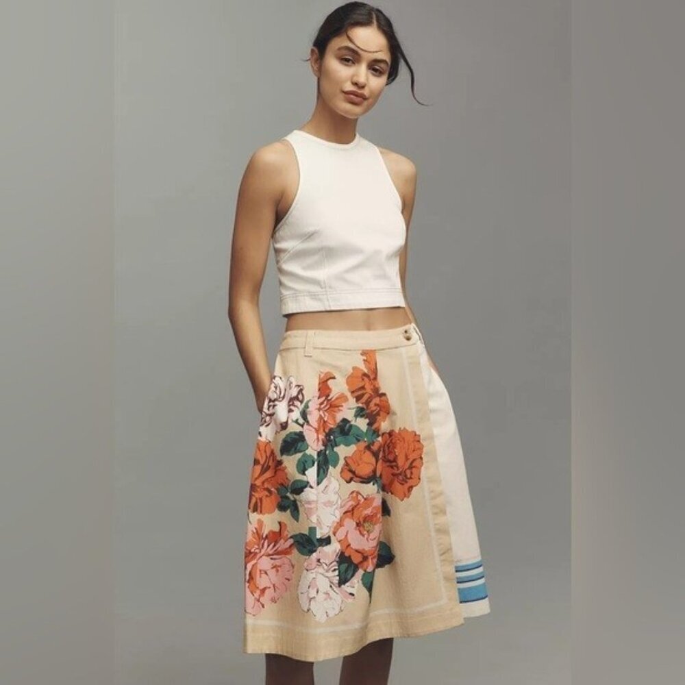 NWT Size 6 - Anthropologie Cotton Tea Towel Wrap Bermuda Shorts (NWT US$ 128)